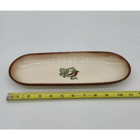Vintage Brock Of California Chanticleer Rooster Celery Plate Mid Century EUC - Picture 4 of 5